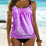 Julia™ | Tankini liso com estampado de leopardo