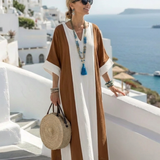 Sarah | Robe Maxi Descontraída com Mangas Curtas Bicolor