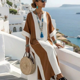 Sarah | Robe Maxi Descontraída com Mangas Curtas Bicolor