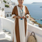 Sarah | Robe Maxi Descontraída com Mangas Curtas Bicolor