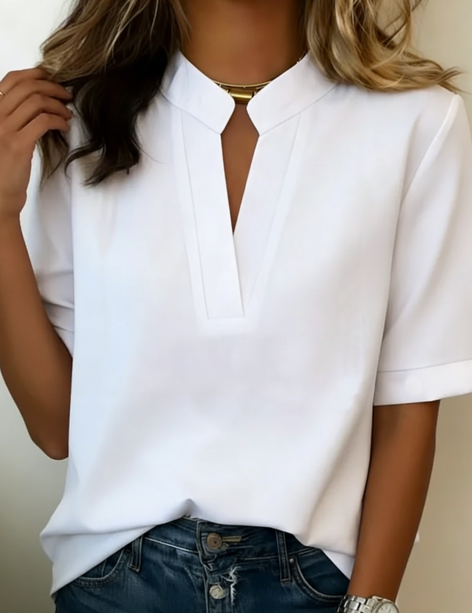 Élise — Blusa elegante com colarinho refinado