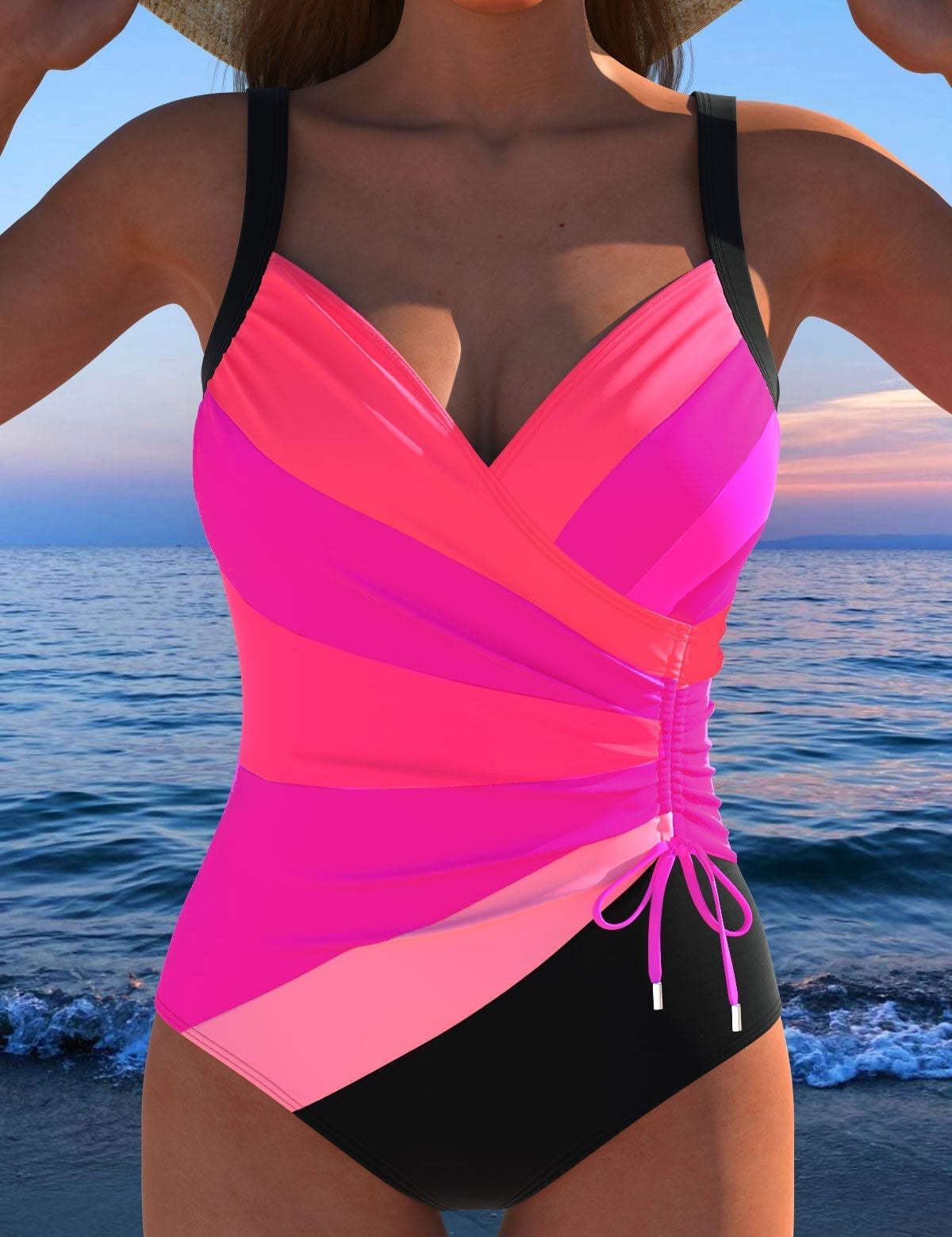 Fato de banho de luxo com estampagem colorida