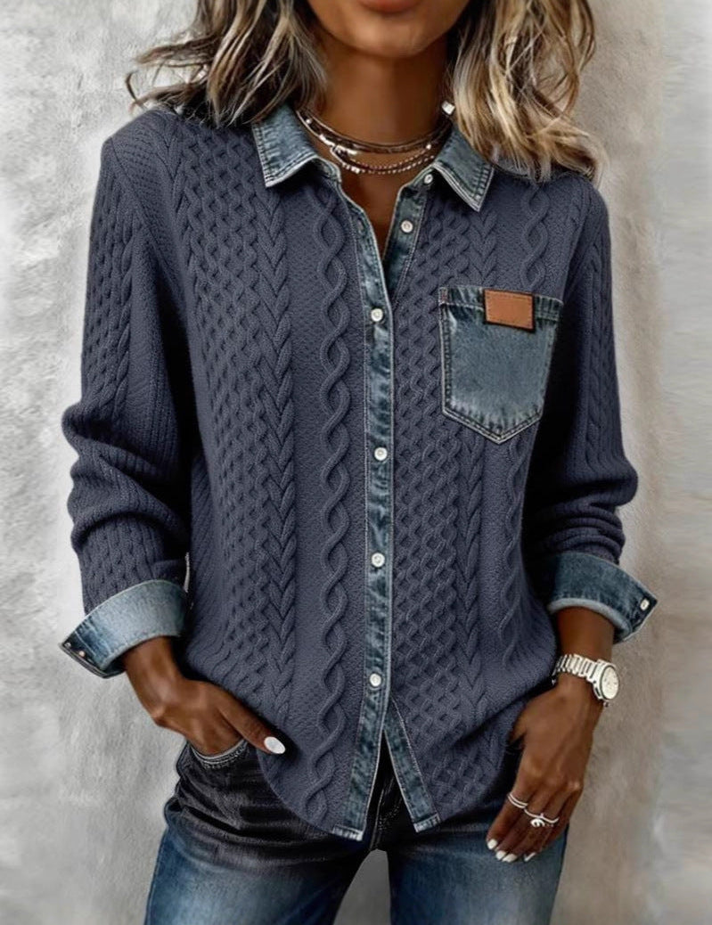 Makayla™ | Chemise em malha contrastante