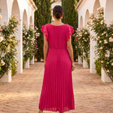 Seraphina | Elegante Maxi Vestido Plissado com Cinto na Cintura