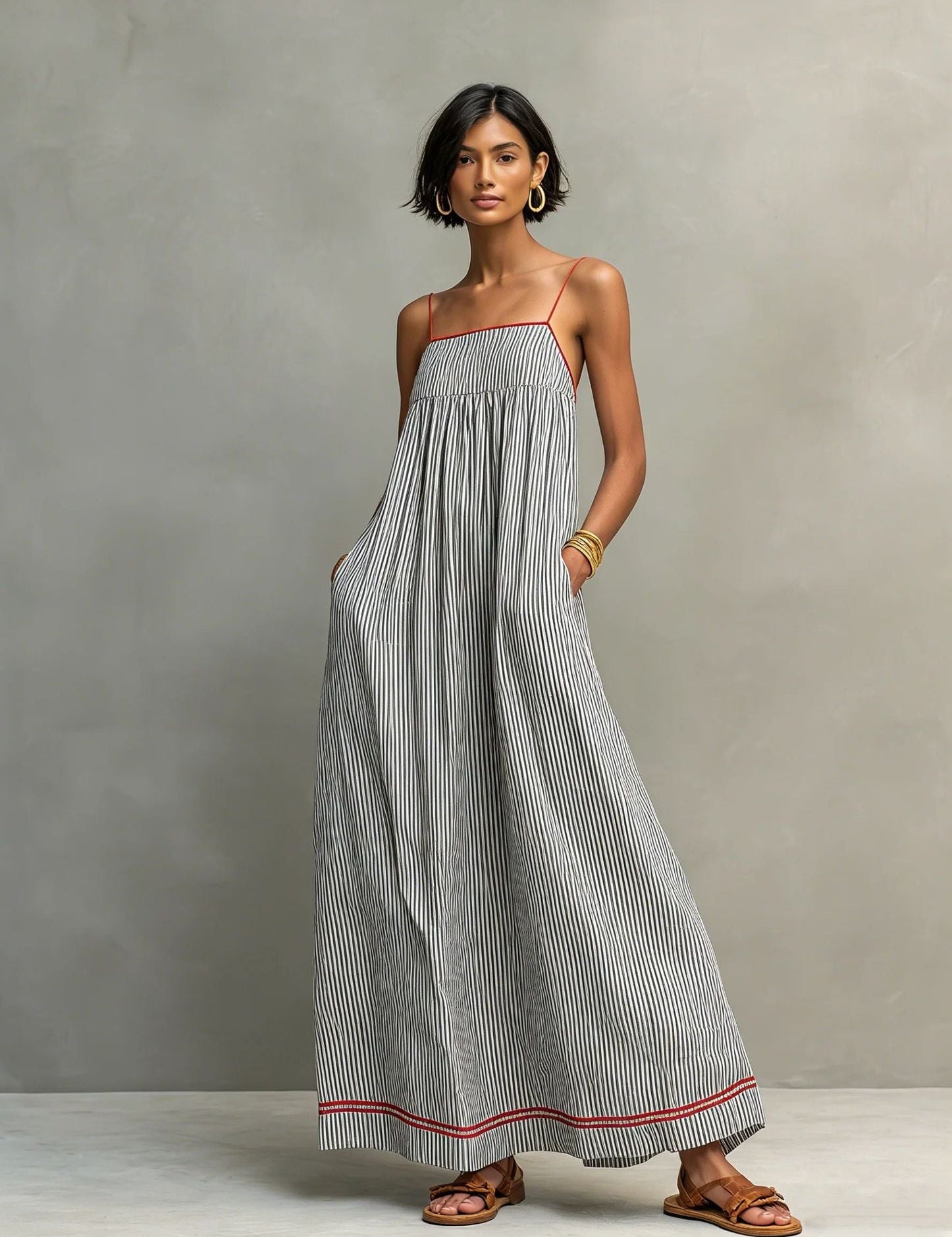 Vestido elegante longo sem mangas