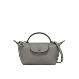 Mini Bolsa de Couro Longchamp - Cinza