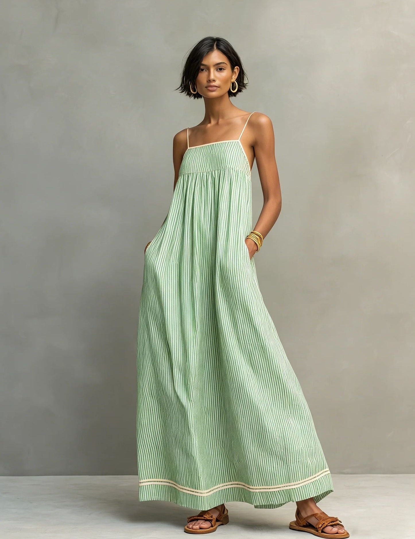 Vestido elegante longo sem mangas