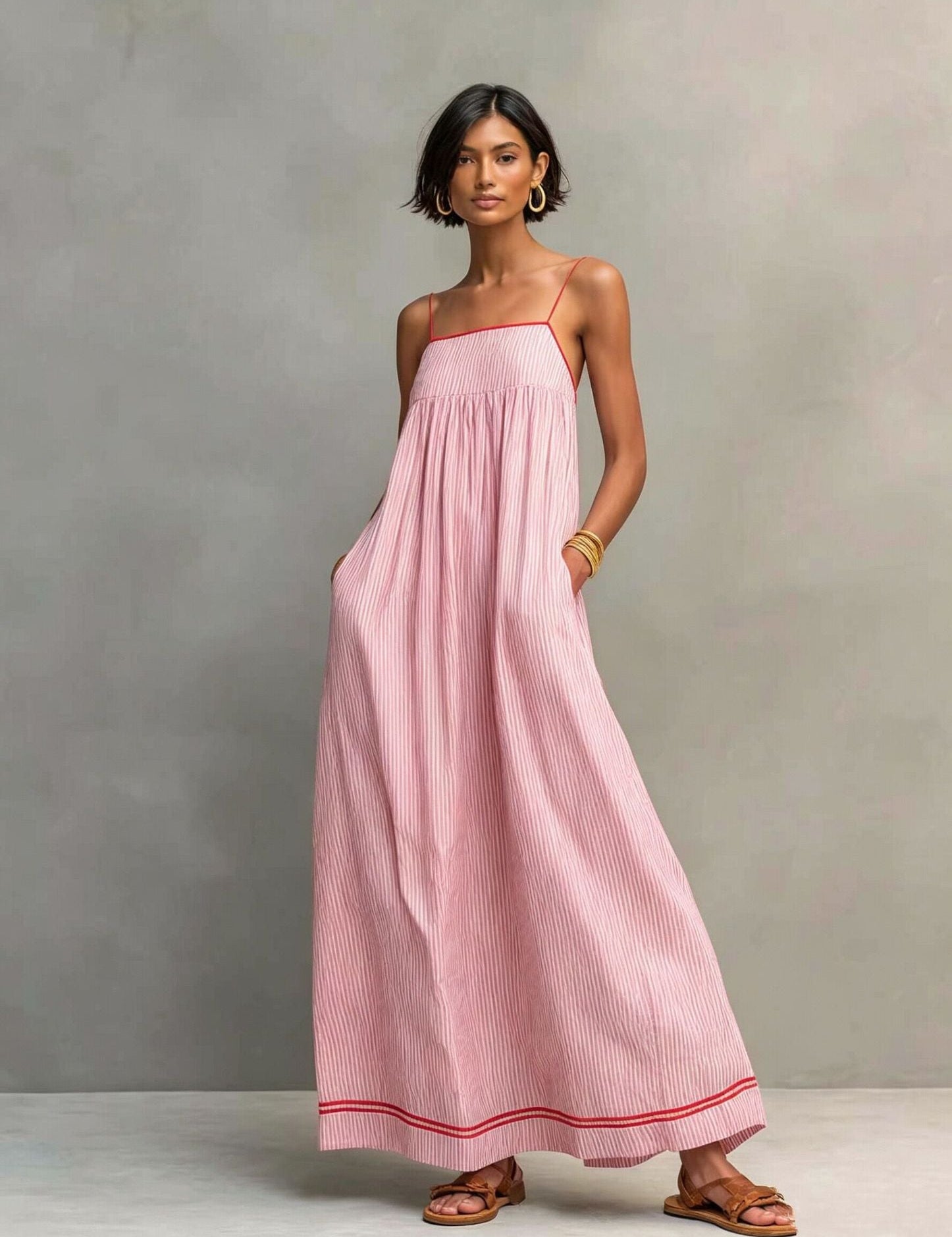Vestido elegante longo sem mangas
