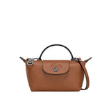 Mini Bolsa de Couro Longchamp - Castanho