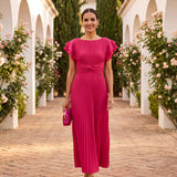 Seraphina | Elegante Maxi Vestido Plissado com Cinto na Cintura