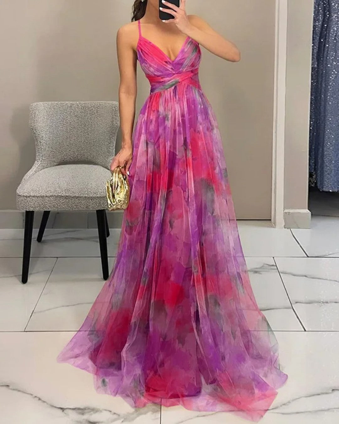 Giselle | Vestido maxi encantado com padrão floral