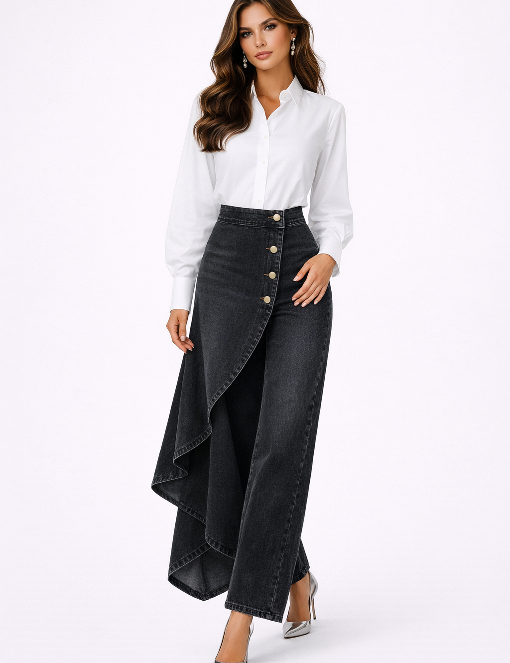 Silvia | Saia Calça com Design Assimétrico e Botões
