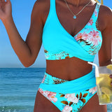 Jolina™ | Bikini de duas peças com estampado floral e contraste