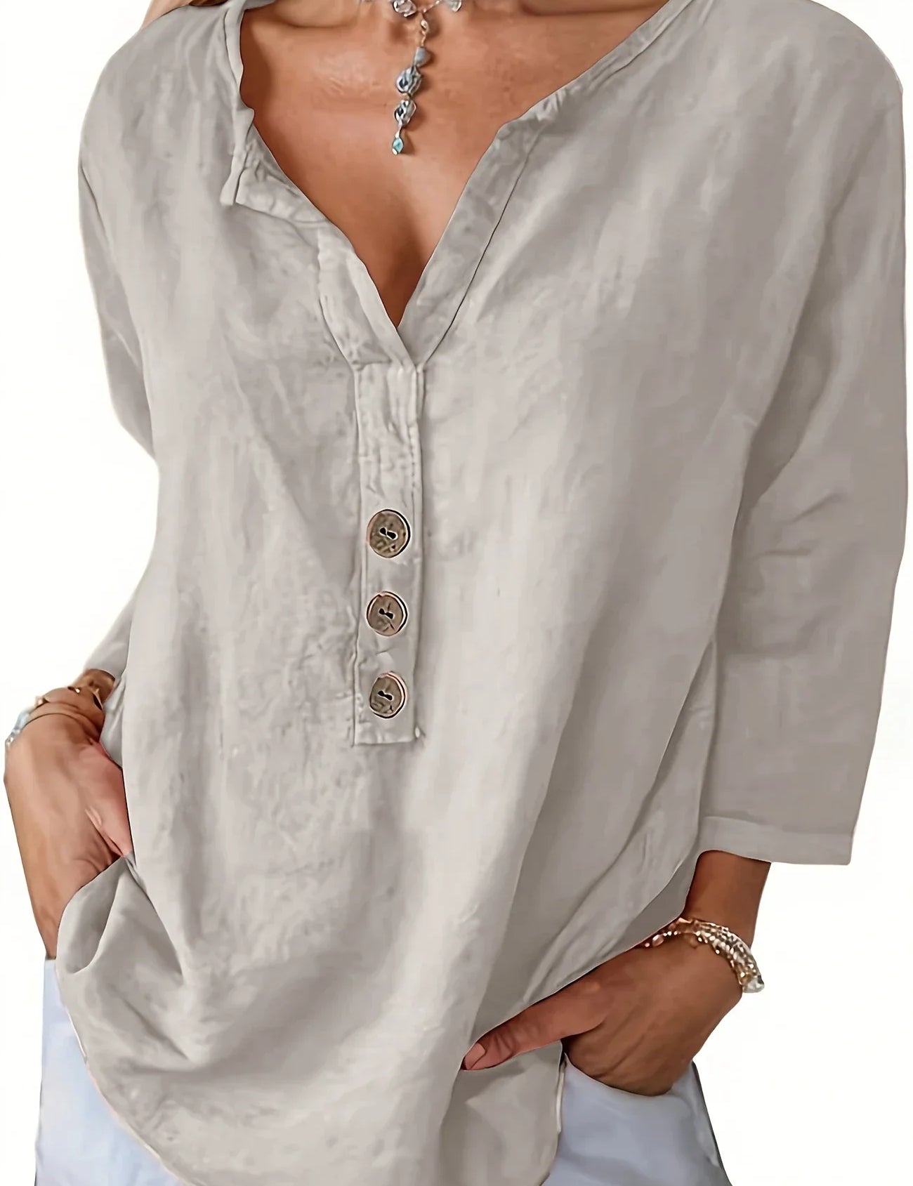 Solénya™ | Blusa de algodão-linho