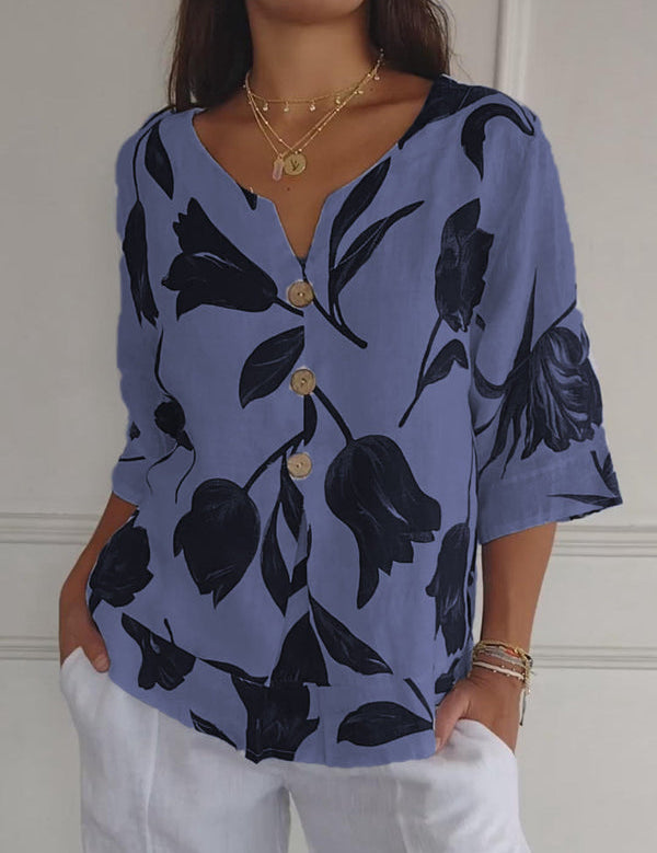 Despoina™ | Top floral com botões