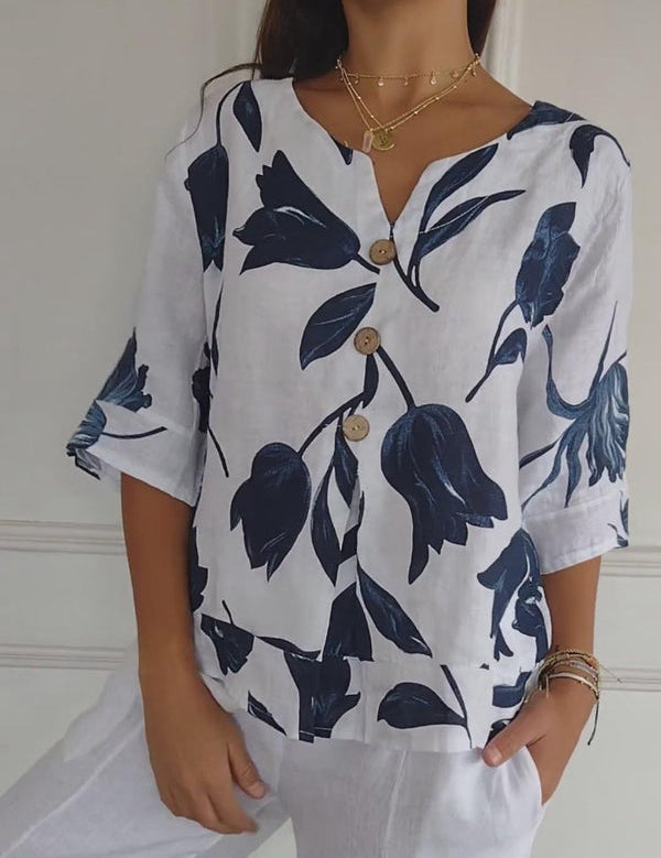 Despoina™ | Top floral com botões