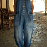 Lenna – Macacão em denim de algodão vintage
