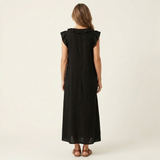 Josette | Vestido Maxi de Linho com Renda em V