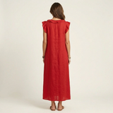 Josette | Vestido Maxi de Linho com Renda em V
