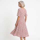 Colette | Vestido midi fluido com padrão de bolinhas e efeito redutor