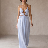Laurina | Vestido Longo às Riscas com Corte