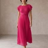 Seraphina | Elegante Maxi Vestido Plissado com Cinto na Cintura