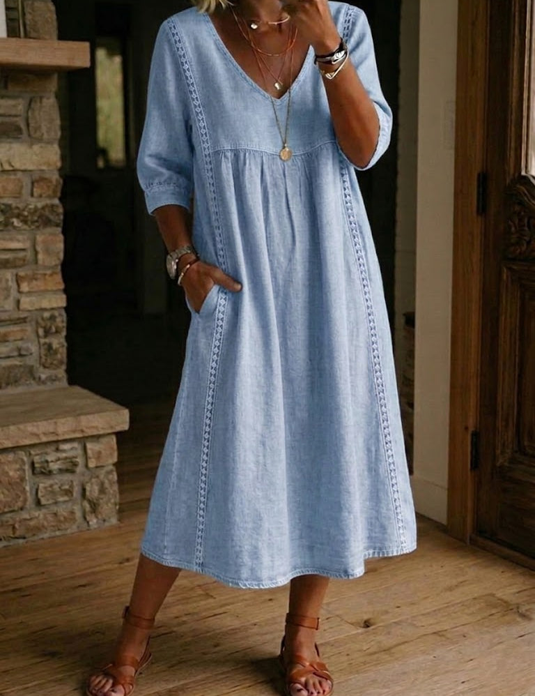 Alba | Vestido maxi com estampado floral artístico e algodão premium