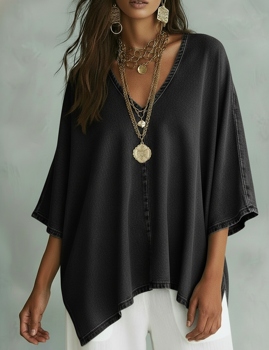 Margot™ | Camisa de denim com decote em V