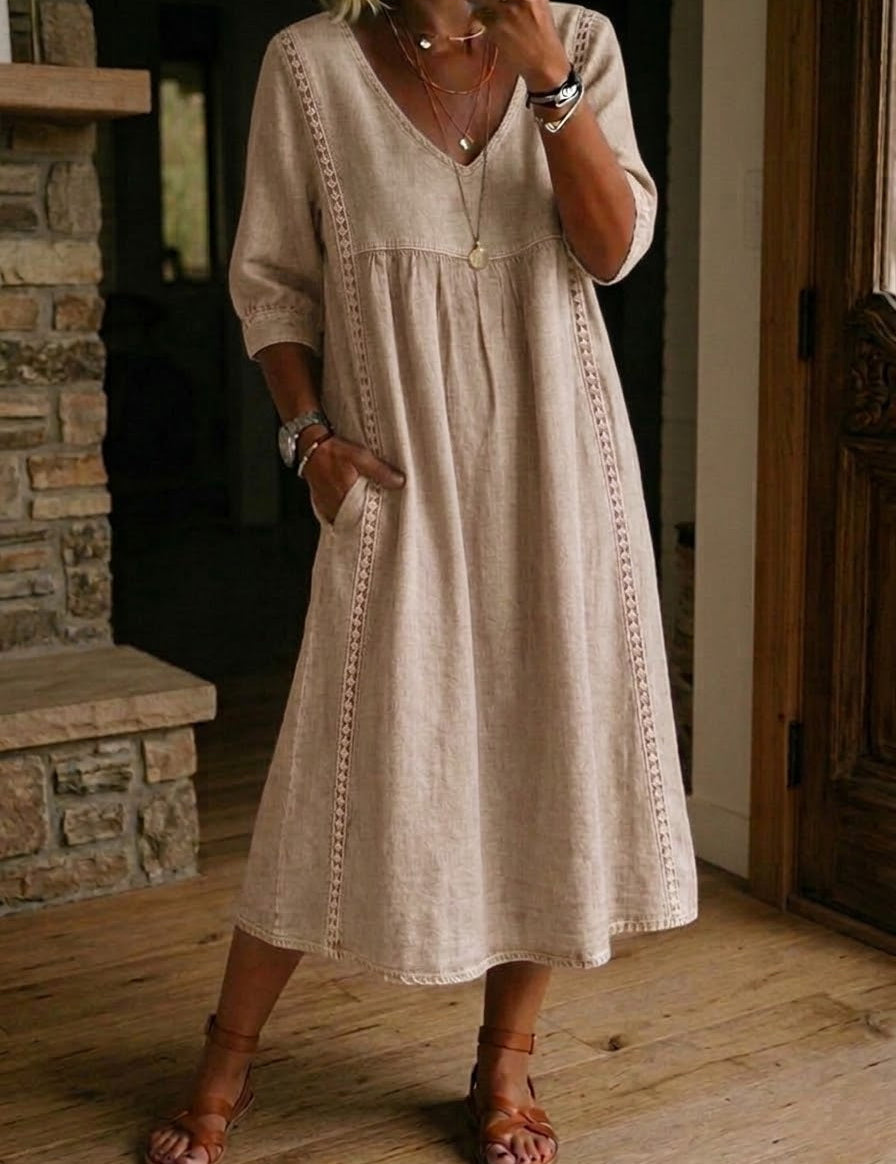 Alba | Vestido maxi com estampado floral artístico e algodão premium