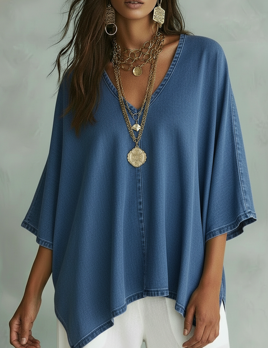 Margot™ | Camisa de denim com decote em V