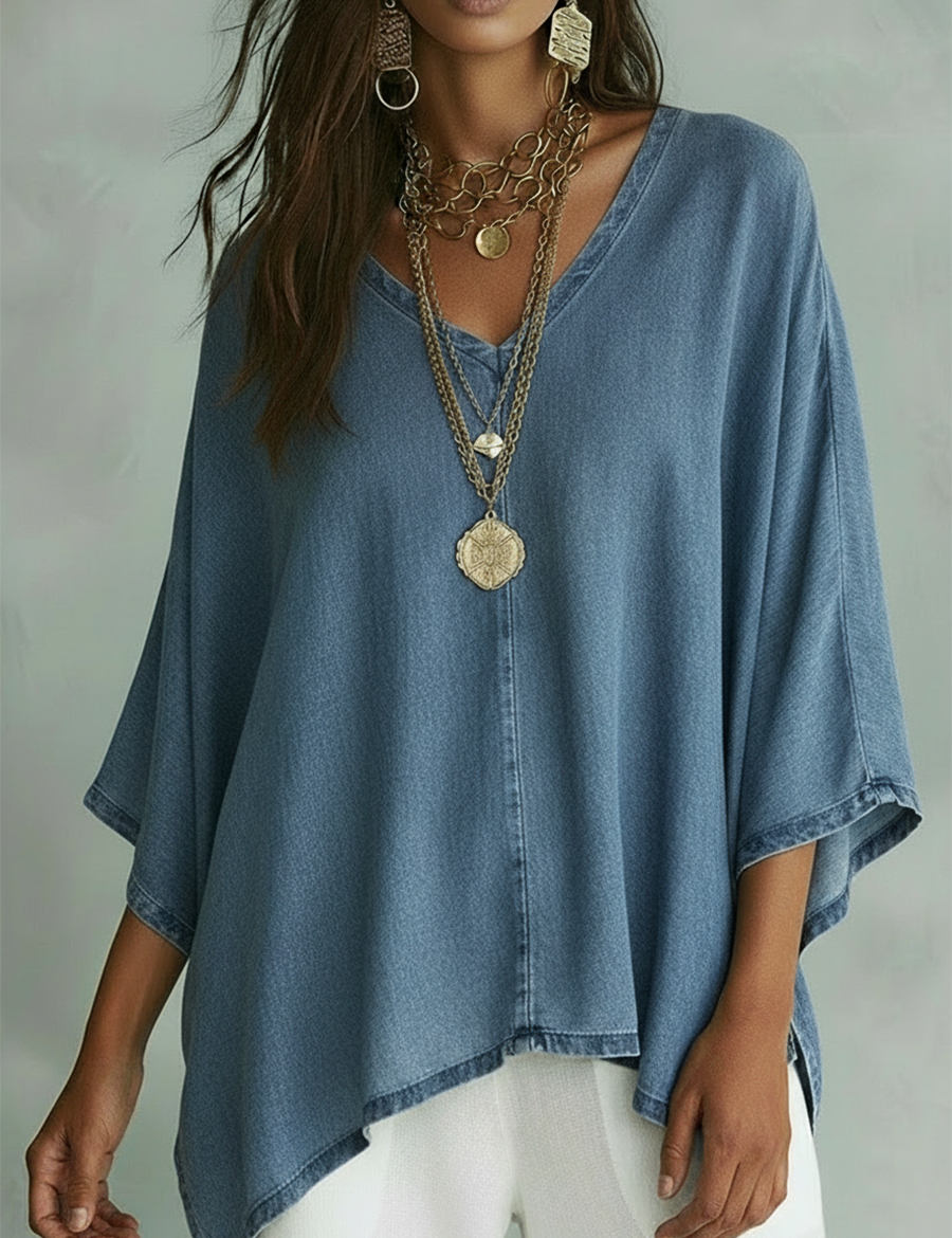 Margot™ | Camisa de denim com decote em V