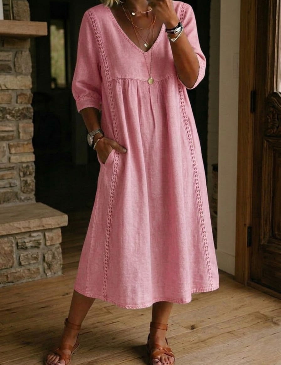 Alba | Vestido maxi com estampado floral artístico e algodão premium
