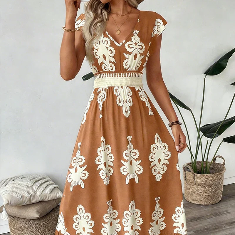 Candela | Vestido maxi barroco com decote em V